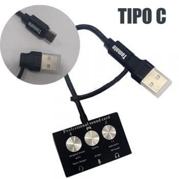 Adaptador Placa De Som Profissional Usb+type-c Tomate Mst-007