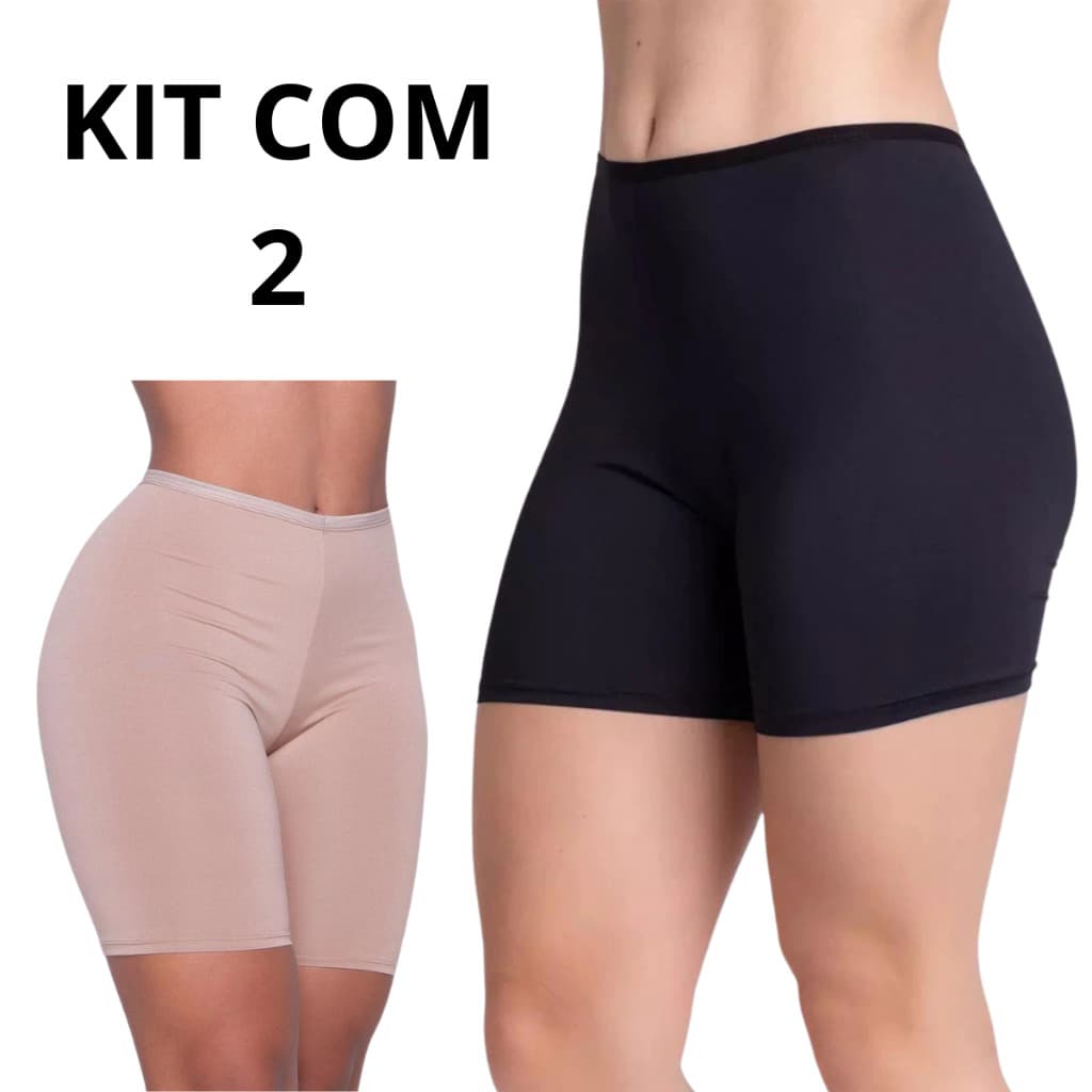 Kit 2 Short Anágua Meia Perna Liso Conforto Segunda Pele Feminino