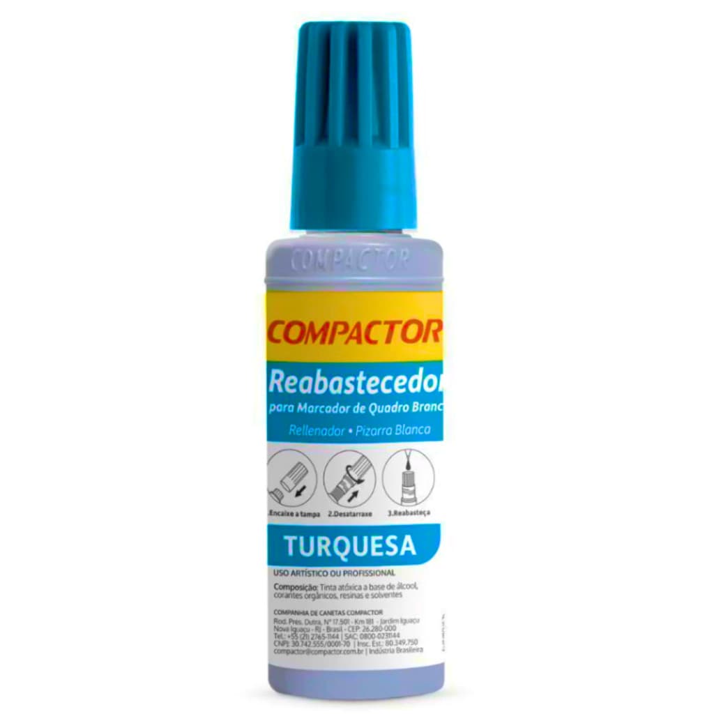 Reabastecedor  Refil Para Quadro Branco Compactor  30mL - TURQUESA