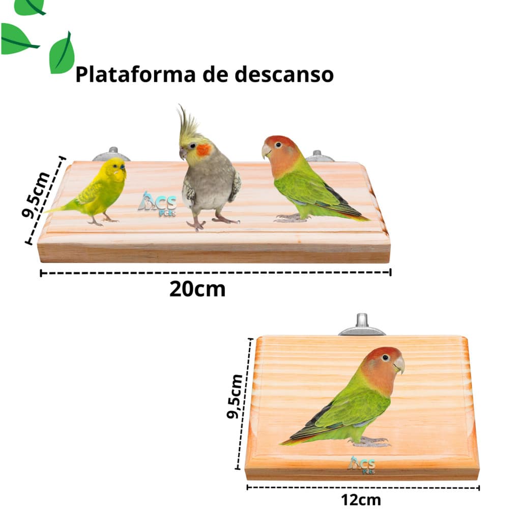 Kit Poleiro Plataforma de descanso Para Calopsita, Periquito