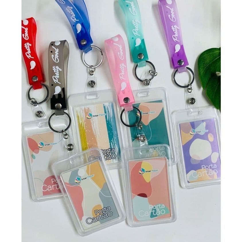 Porta Cartão Transparente Alça De Plástico Vale Transporte, Bilhete Único, Identificação De Empresas, Colégio Multiuso