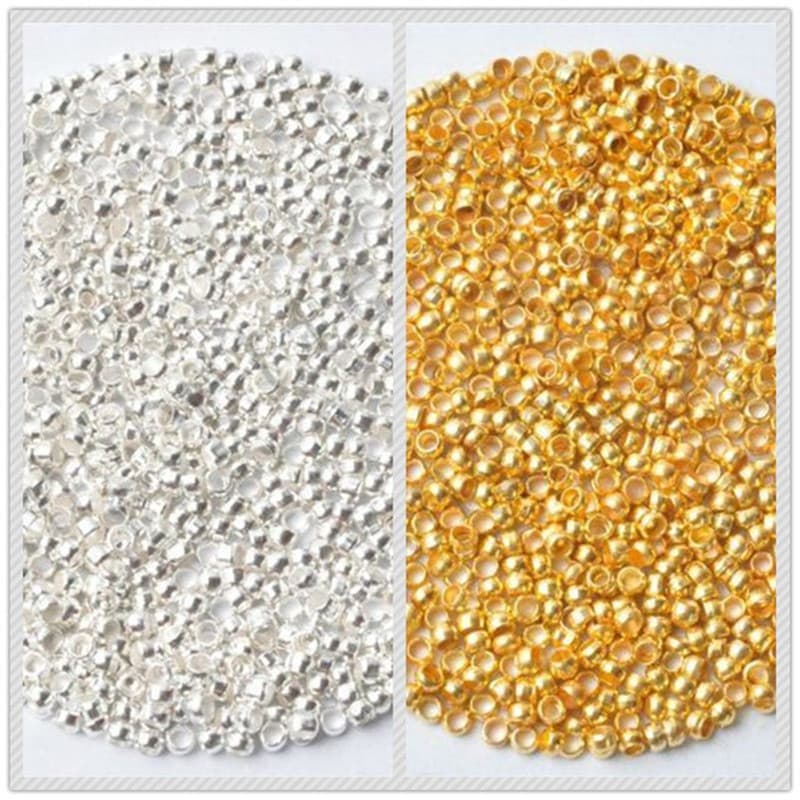 500 pcs Entremeio Bolinha de Metal Tamanho 2 mm  PRATA/ DOURADA Espaçador Contas em metal para Colar Pulseiras