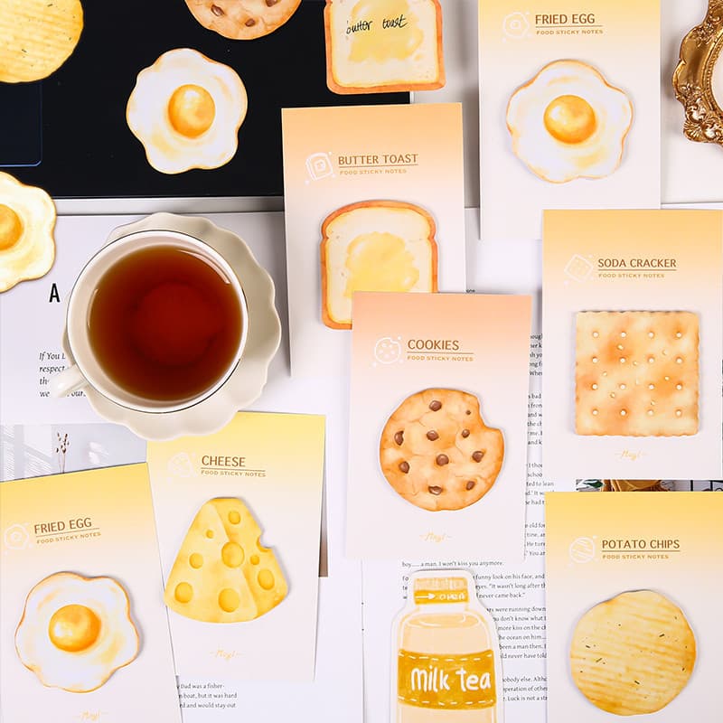 30 Folhas De Notas Adesivas De Série De Alimentos Realistas , Bloco Portátil Para Estudantes