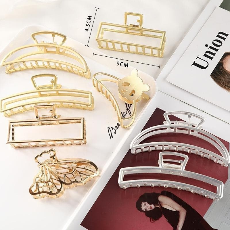 Kit3 Grande Acessórios Para O Clip De Cabelo Vintage C Em Forma De Metal Captura Feminino 2024 Novo
