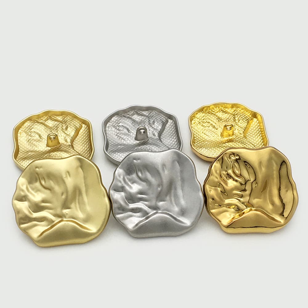 10 Peças Botões De Metal Irregulares Texturizados Minimalistas Para Roupas Da Moda (18/25/36mm , Ouro/Prata/Claro) Supri