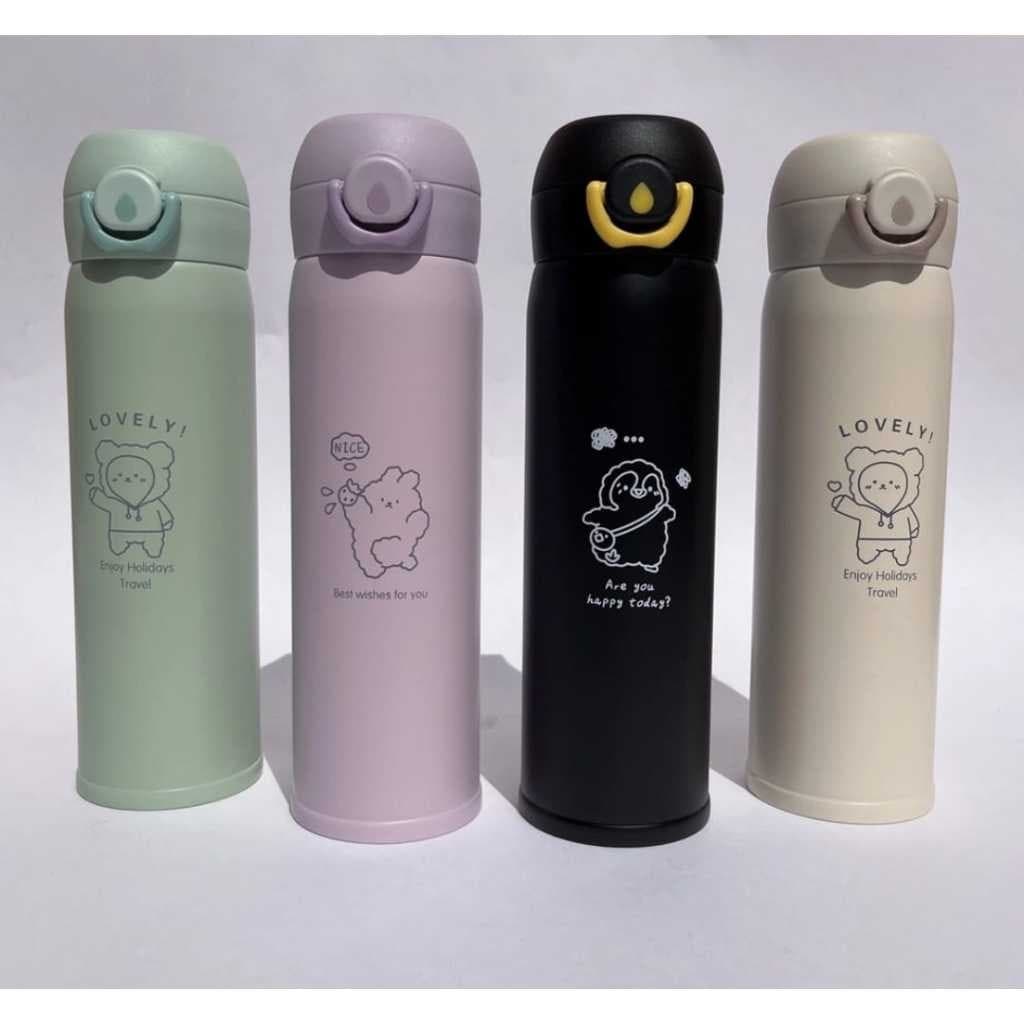 Garrafa Térmica de Bichinho em Inox 500ml Adulto e Infantil Trabalho Escola Academia