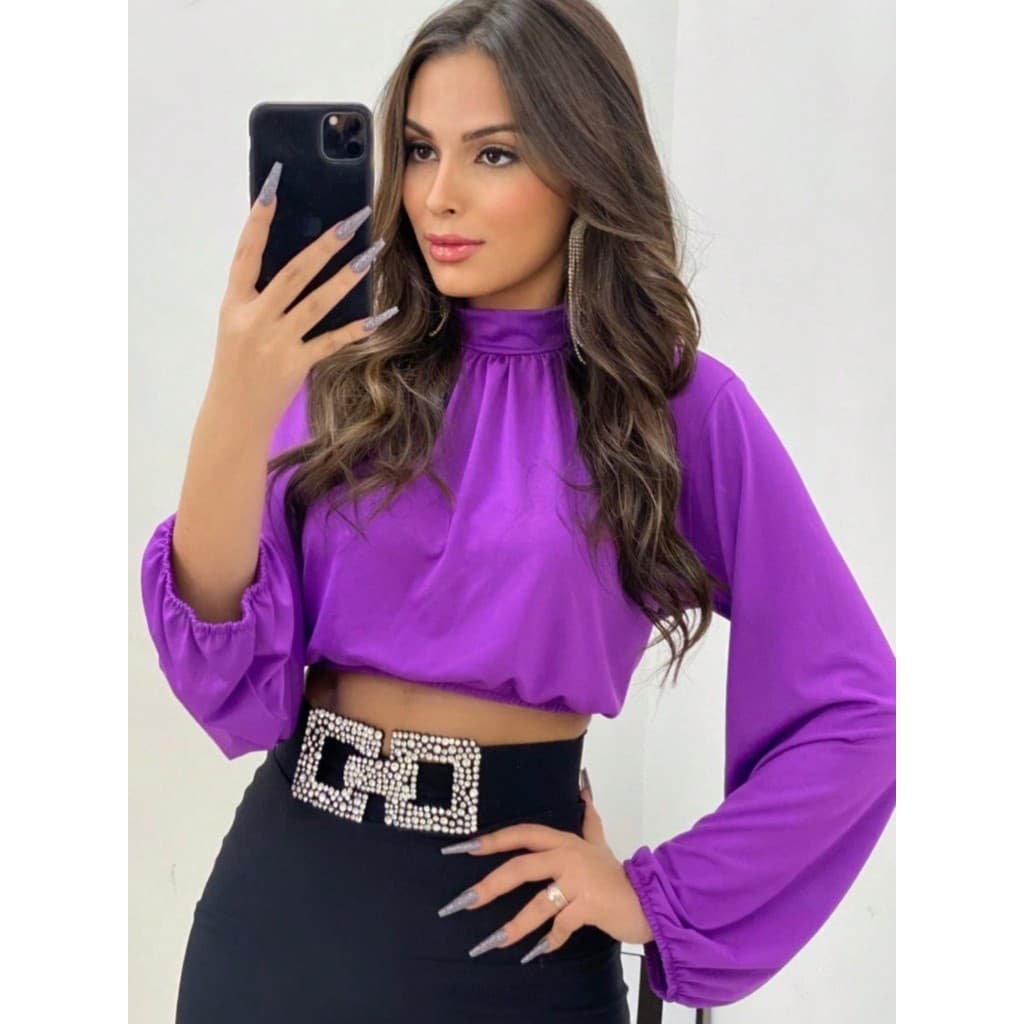 blusa de sulplex feminina manga longa gola alto simples casual  pra inverno