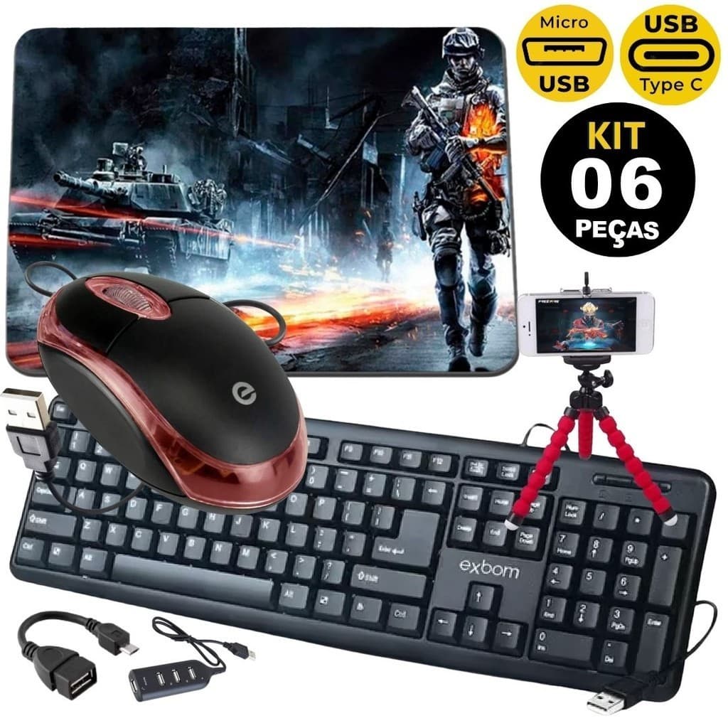 Kit Gamer Completo Mobilador Barato Teclado Mouse Promoção