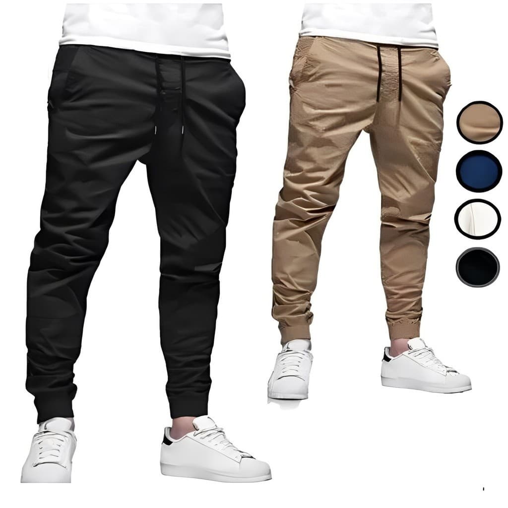 Calça Jogger Masculina Sarja ou jeans 4 bolsos com punho elástico streetwear