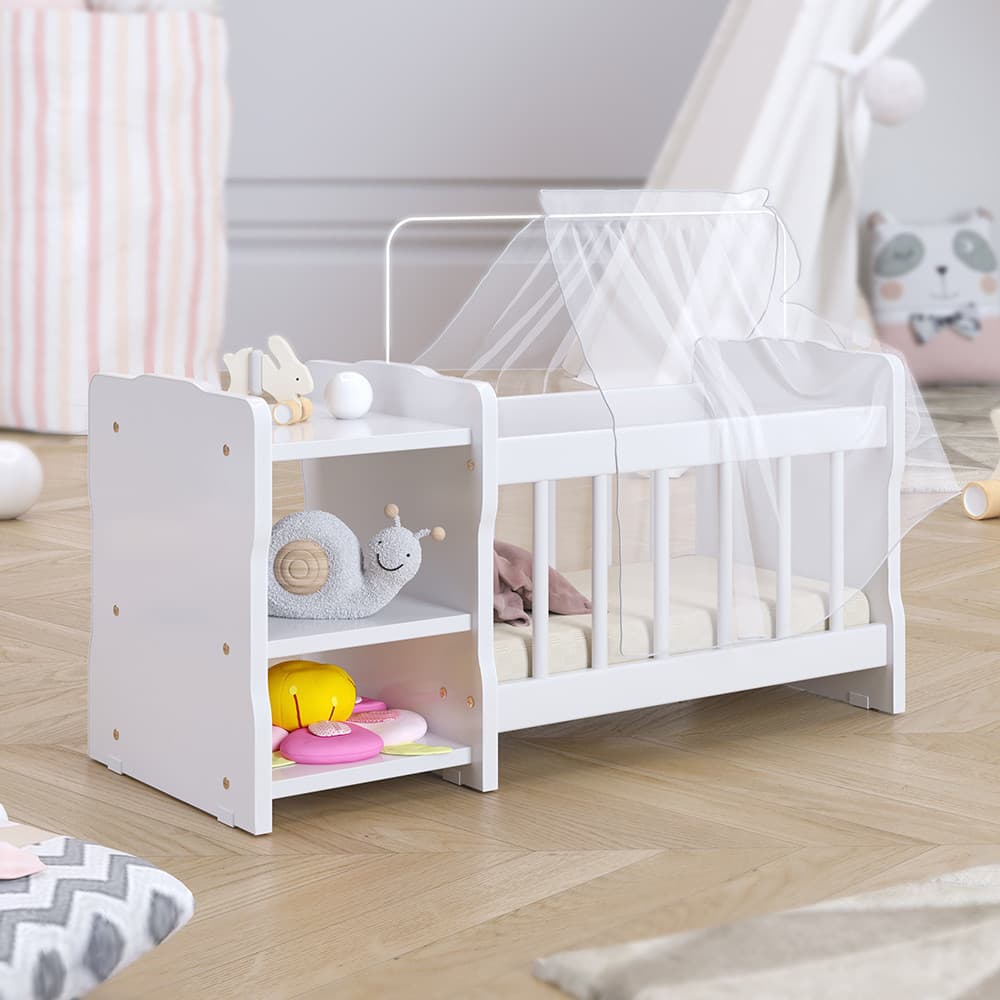 Berço Para Boneca Cristal Ursinho C02 Brinquedo Infantil Branco - Lyam Decor