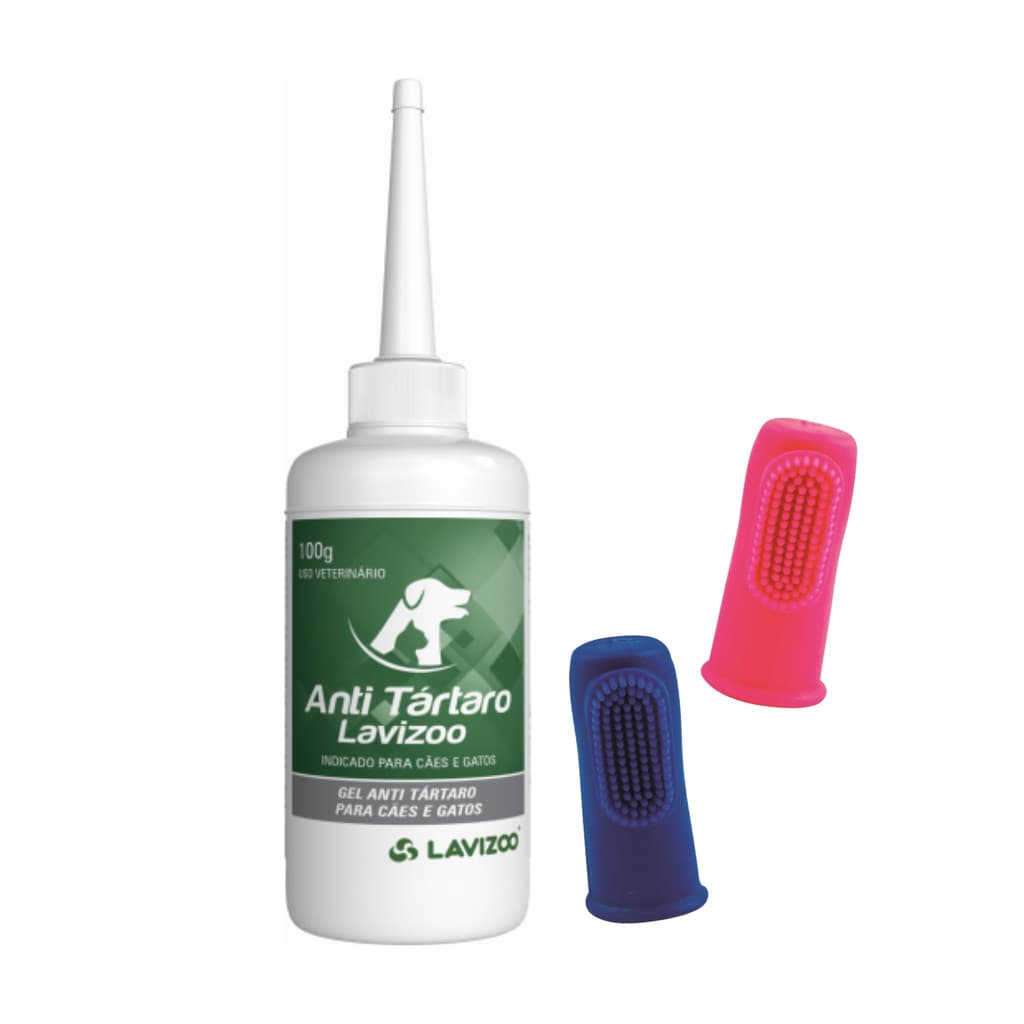 Combo Anti Tártaro Lavizoo + 02 Dedeiras Pet Silicone