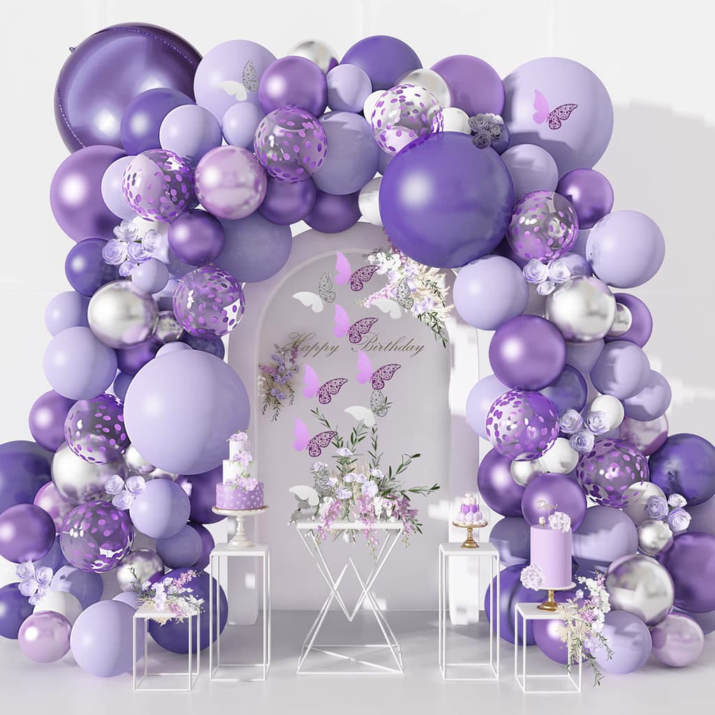 Violeta Kit 145peças Balões 5" 10" 18" Roxo bebê e Roxo Claro Balão Para Festas e Aniversários M1012-ROXO