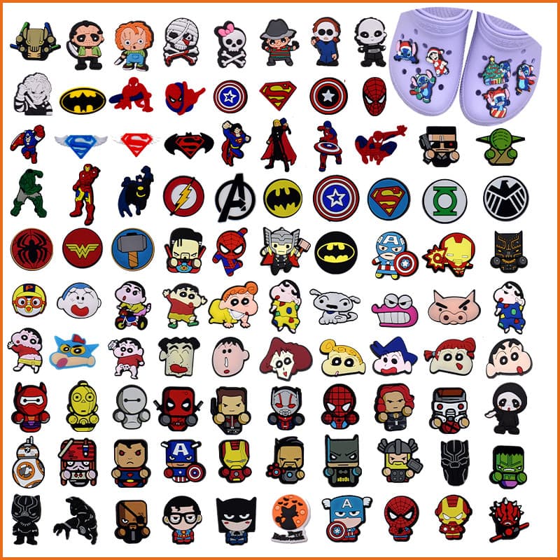 Sapato Encantos Decoração Crayon Shin-chan Estilo Marvel Acessórios De PVC Com Botões