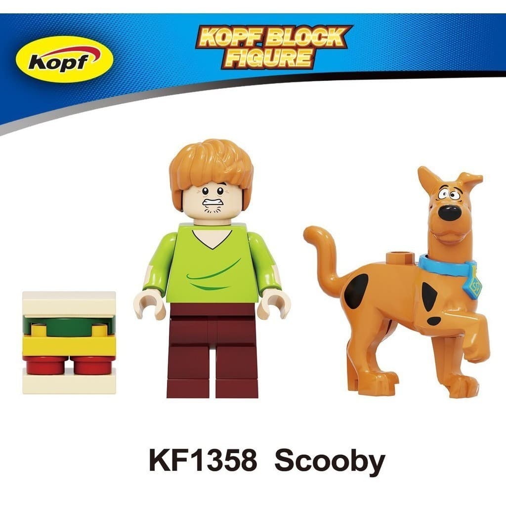 Bonecos Scooby doo e Salsicha Com Acessórios Bloco De Montar Presentes Coleção e Decoração de Casas