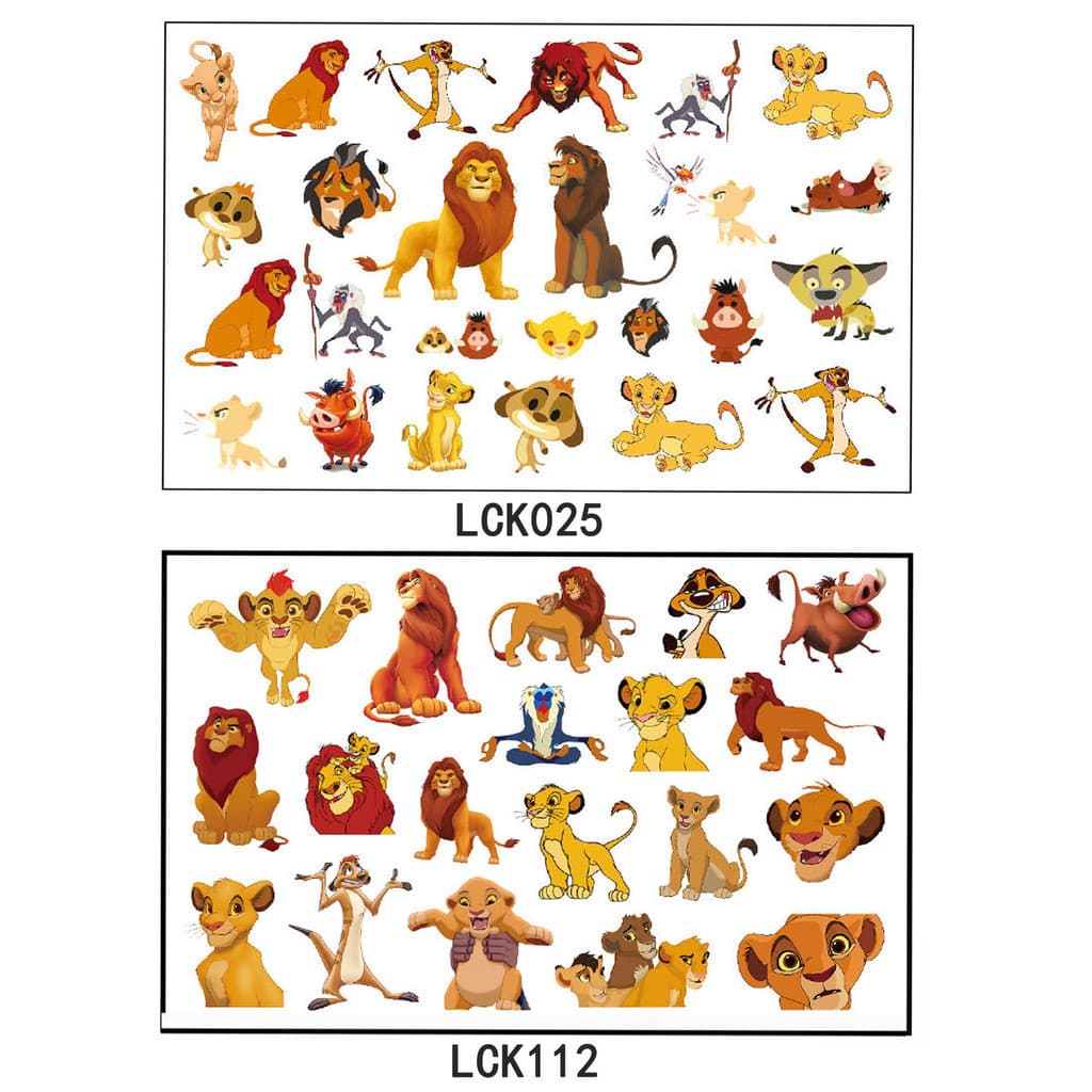 Kit 2 Folha Tatuagem Temporária Rei Leão 3D Decoração e Coleção