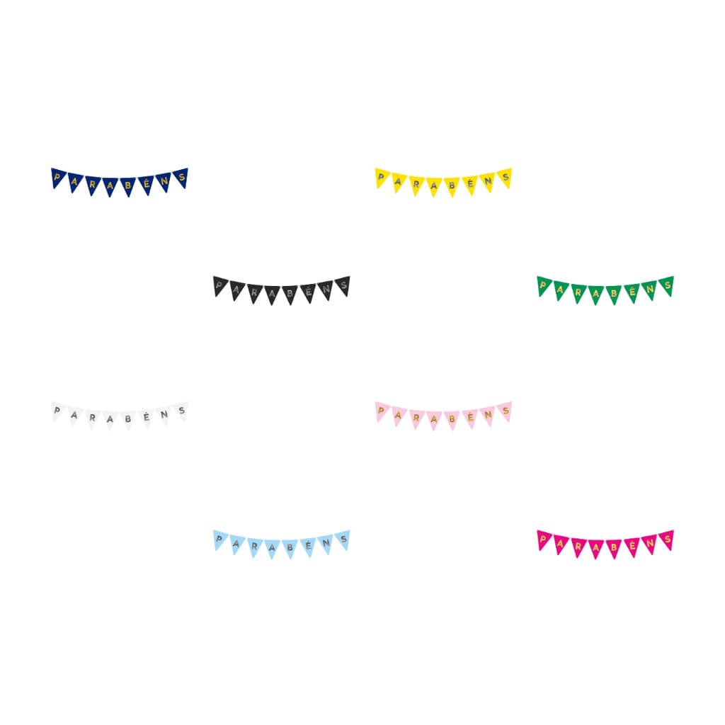 Faixa Decorativa Bandeirola com Letra Metalizada - Parabéns - 01 un.