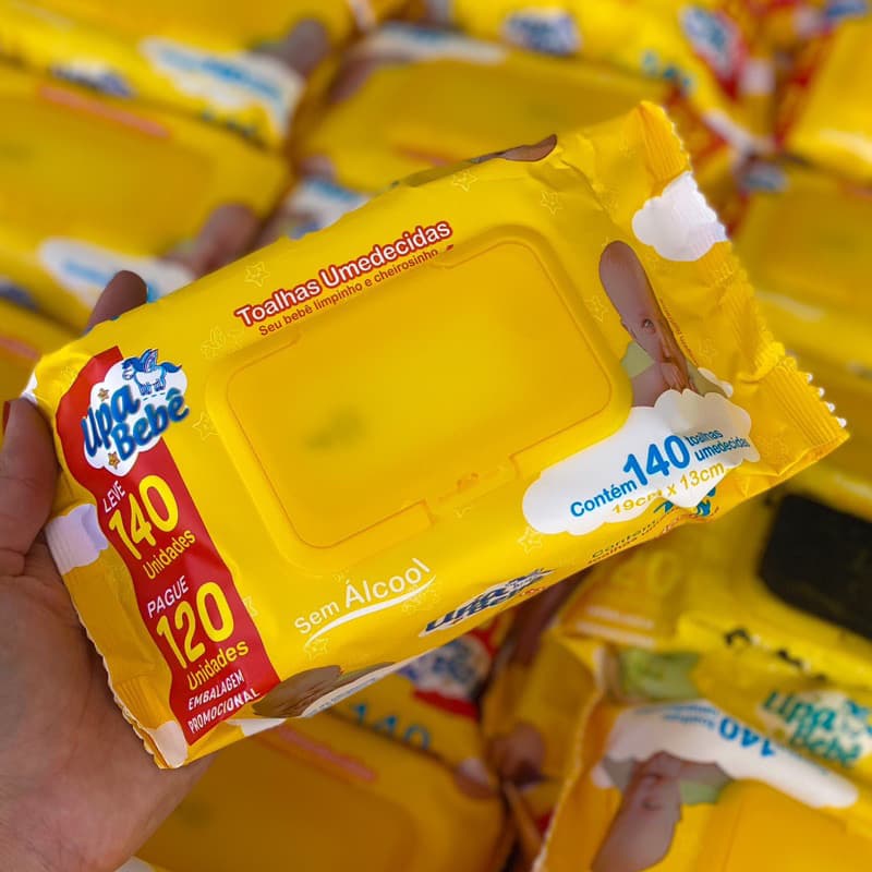 Lenço / toalhas umedecidas upa bebê com 140 unidades