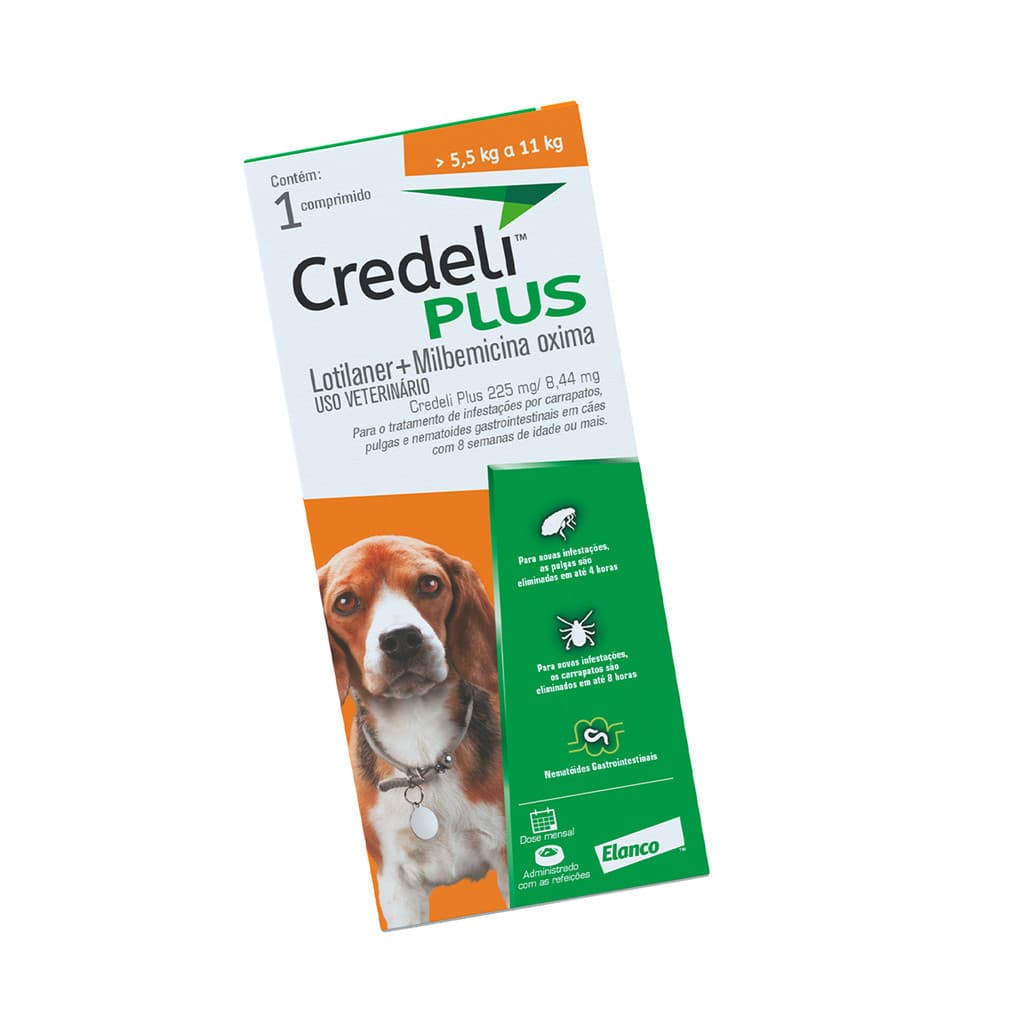 Credeli Plus Elanco para Cães de 5,5 a 11 kg - 1 Comprimido