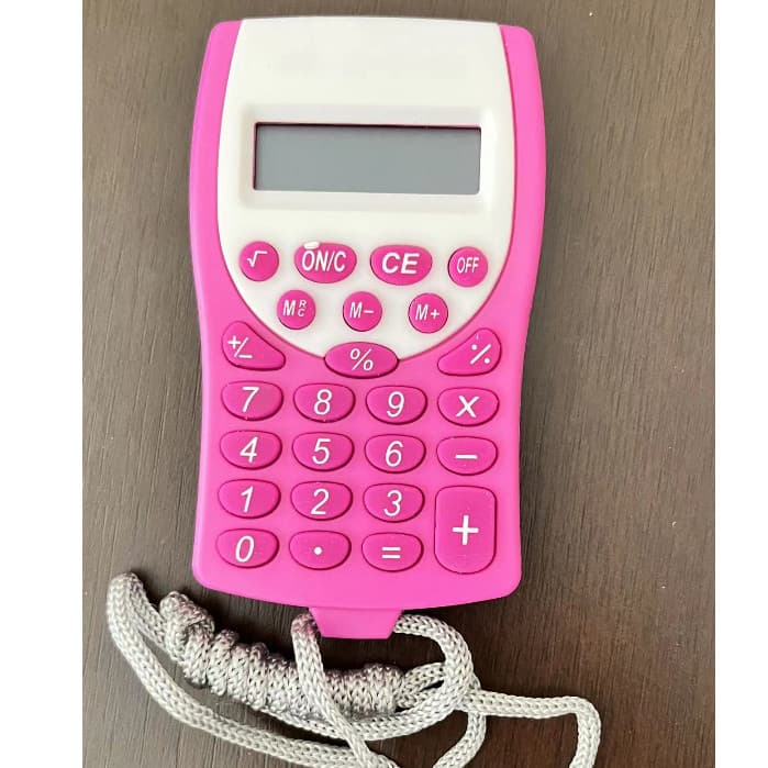 Calculadora plástica retangular de 8 dígitos  com cordão