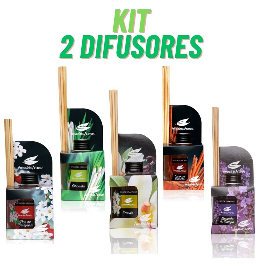 Kit 2 Difusores de Ambiente Amazônia Aromas 270ml c/ Bambu Natural