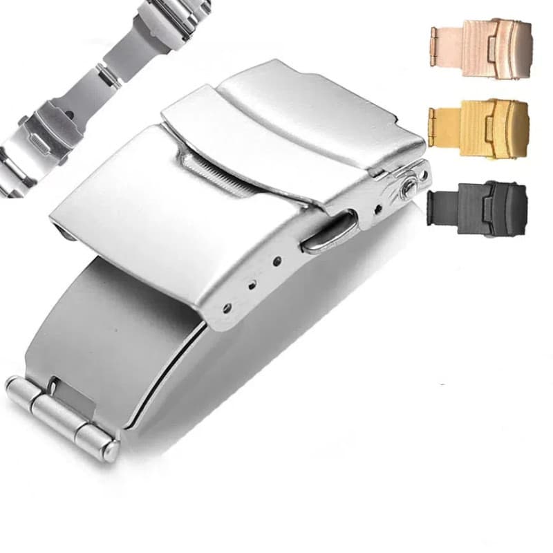 16mm 18mm 20mm 22mm 24mm Pulseira De Relógio De Aço Inoxidável Fivela De Substituição Implantação Dupla Dobrável Seguro 