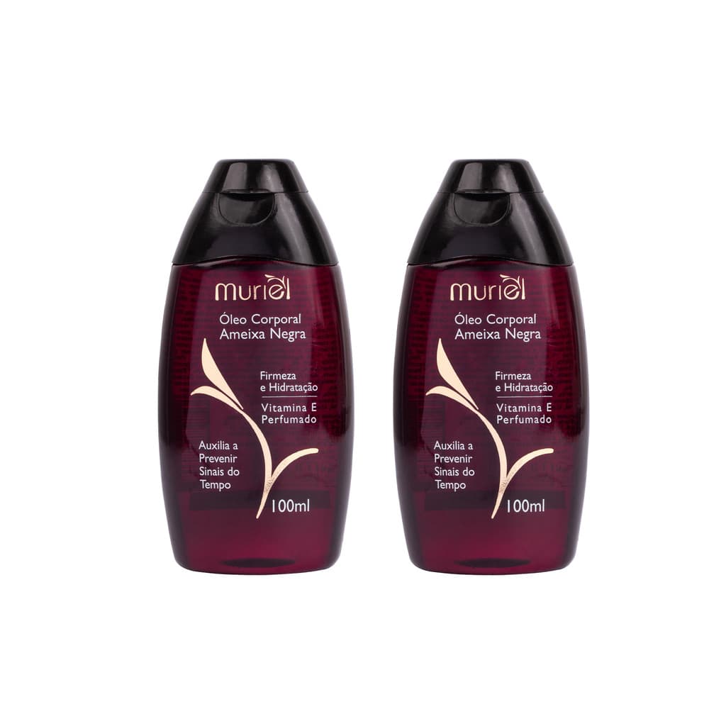 KIT COM 2 ÓLEOS CORPORAIS AMÊNDOAS COM AMEIXA NEGRA 100ML MURIEL