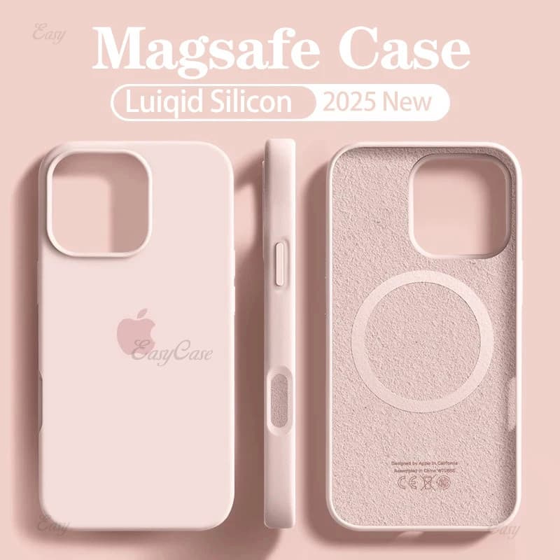 Líquido Original Silicone Carregamento Sem Fio Magsafe Caso De Telefone Para iPhone 17 13 14 15 16 Pro Max 16 Capa