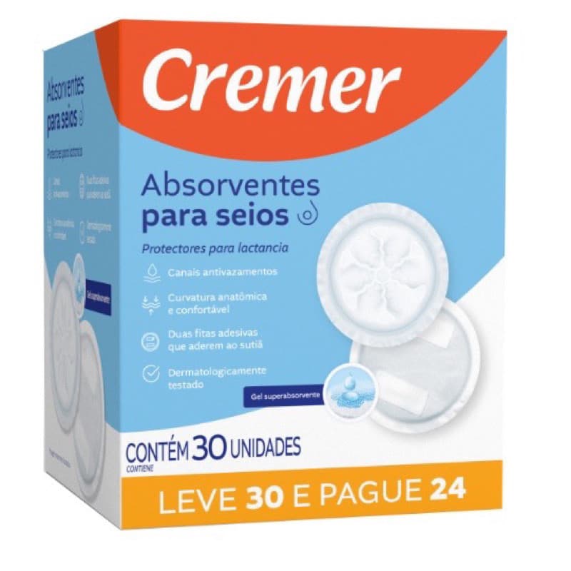 Absorvente para seios Cremer 30und