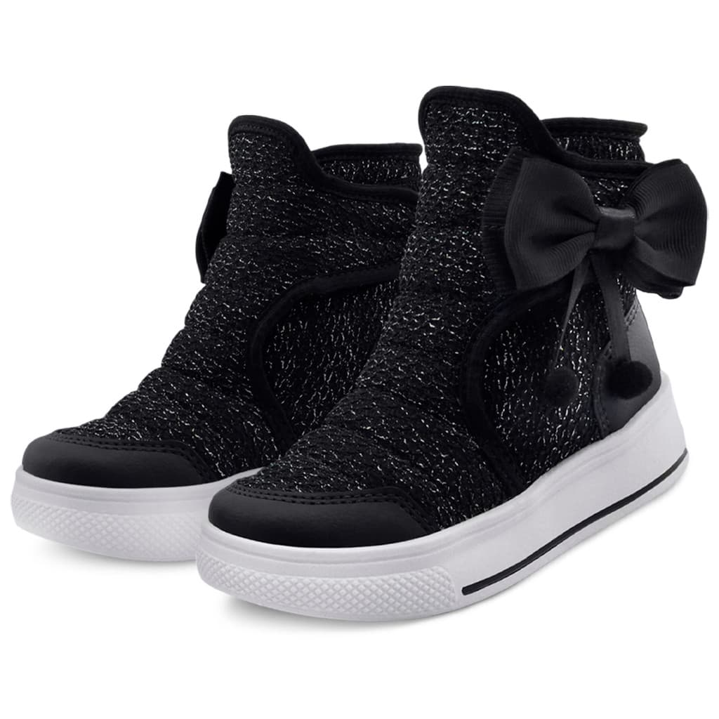 Bota Infantil Feminina Cano Alto Menina Preta/Brilho Pink Colorida Conforto BB&Kids