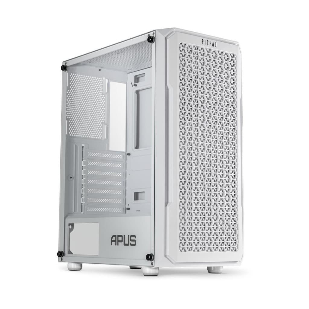 GABINETE GAMER PICHAU APUS WHITE MID-TOWER LATERAL DE VIDRO TEMPERADO COM 3 FANS BRANCO PG-APS-WHT01