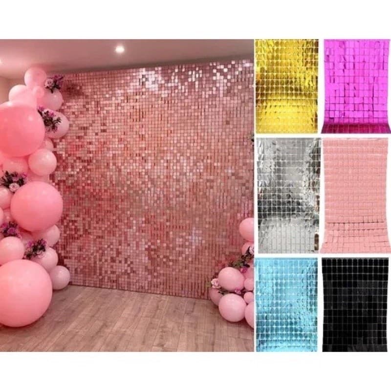 Cortinas  QUADRADA Metalizada Festa 1mx2m painel decoração