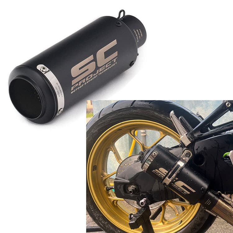 Silenciador De Tubo De Escape De Motocicleta , Entrada De 51mm 60mm , Preto , Universal , Ponta , Traseiro