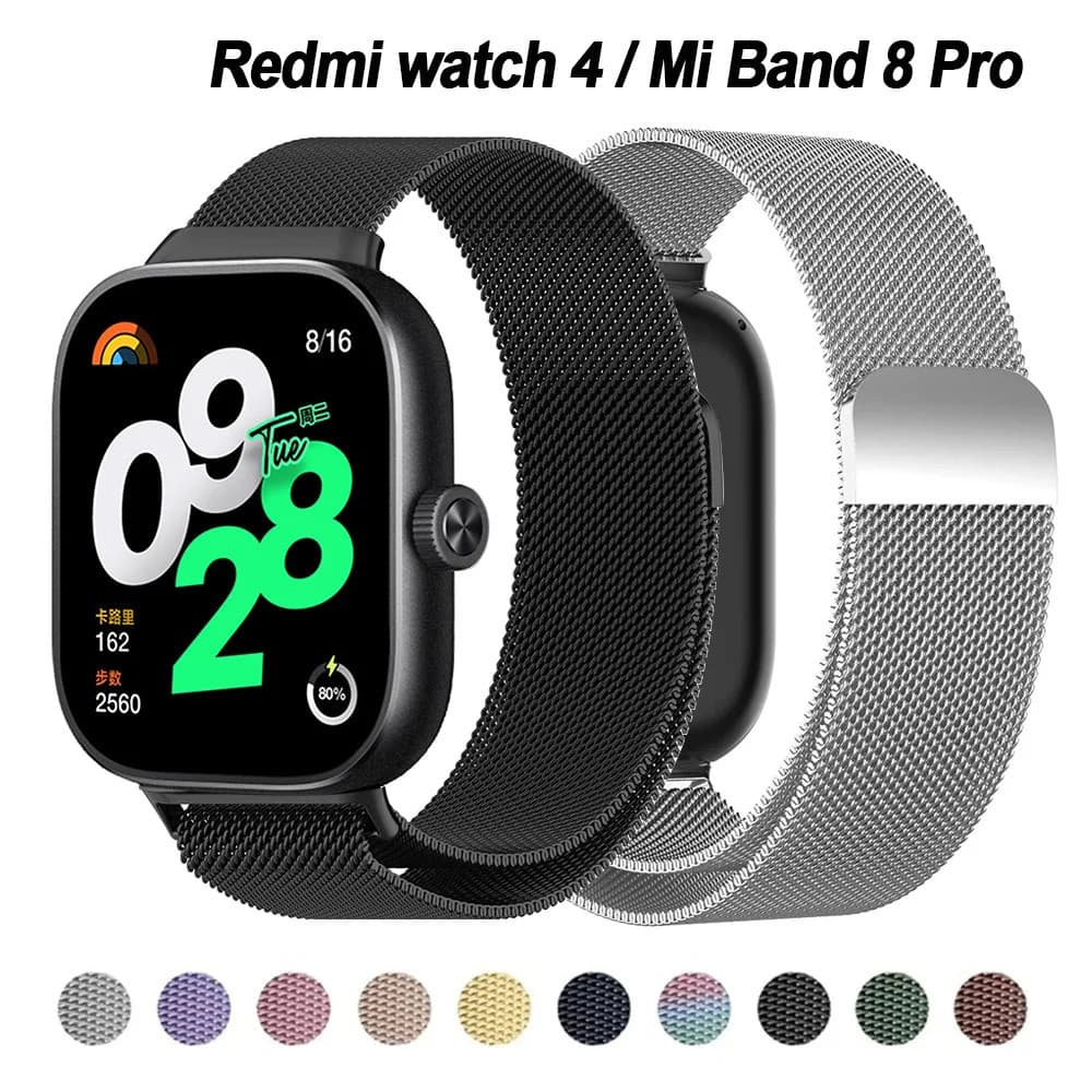 Pulseira de Aços inoxidáveis para Xiaomi Watch Band 9 Pro Mi Band8 Band9 Pro / Redmi Watch 6 5 4