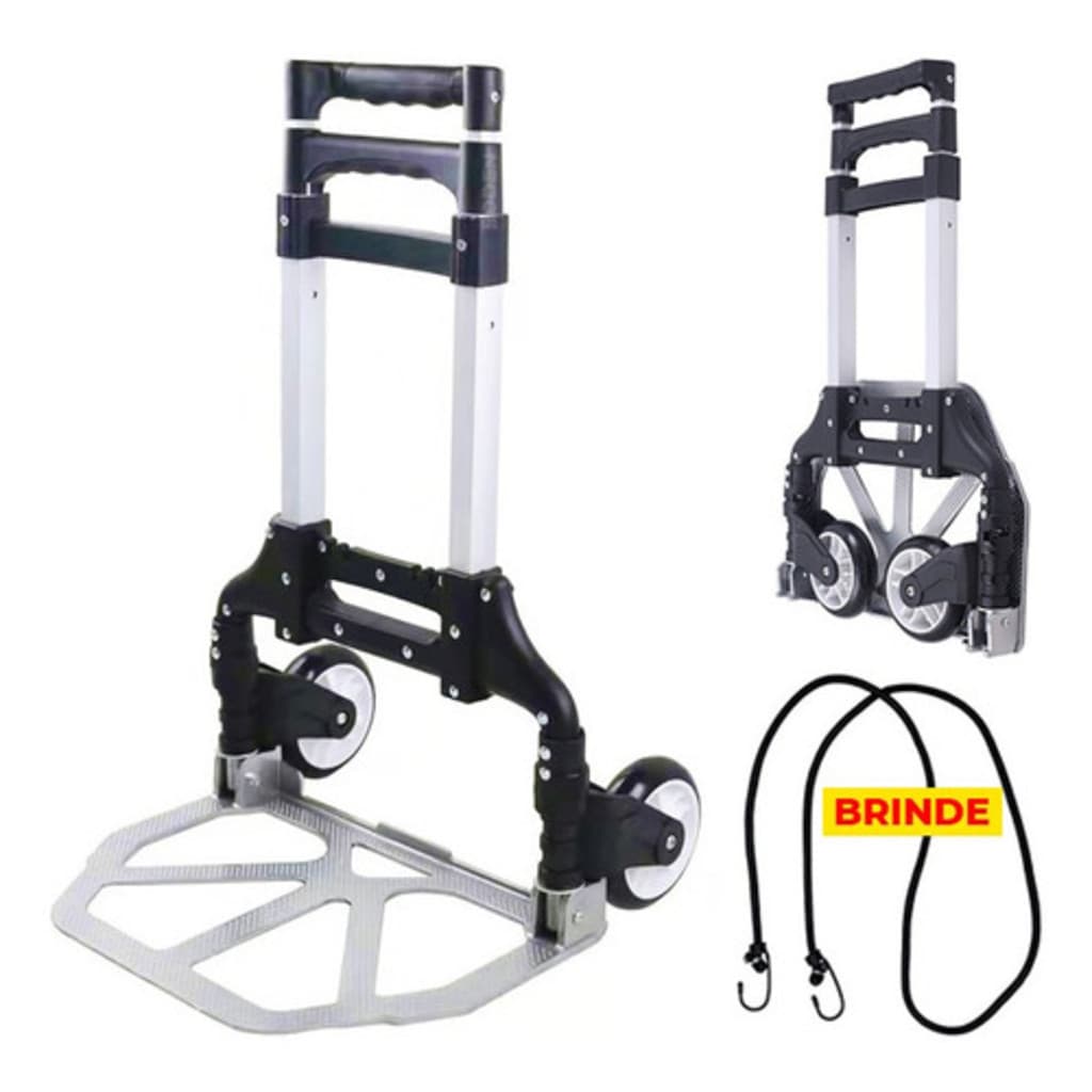 Carrinho de mão para carga dobrável Plataforma até 75kg cor preto Boden