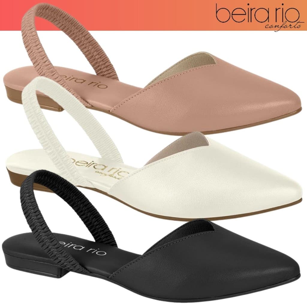 Sapatilha Feminina Beira Rio Mule Bico Fino Napa Fivela Conforto