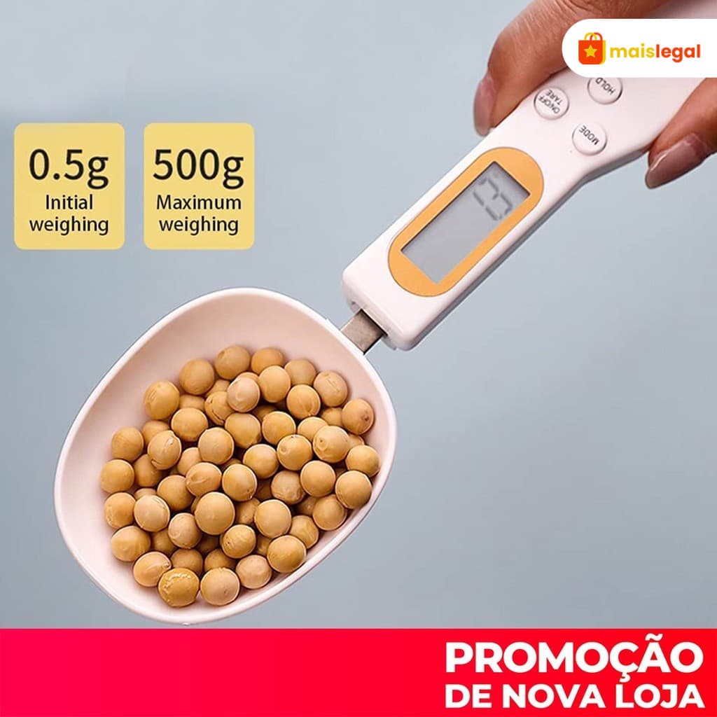 Colher Digital Medidora 500g 01g Tela LCD Iluminada para Farinha e Líquidos