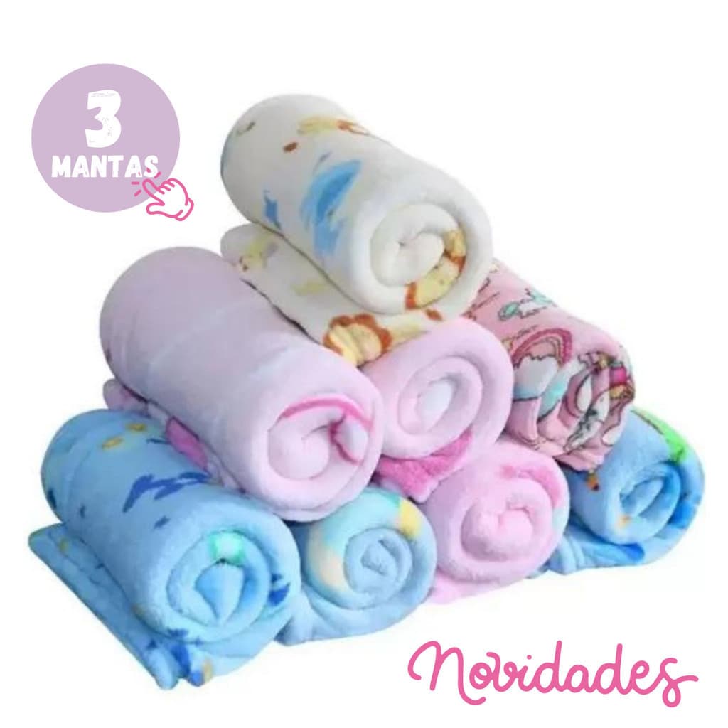 Kit 3 Peças Manta Infantil Soft Microfibra Bebe Estampado Menino/Menina