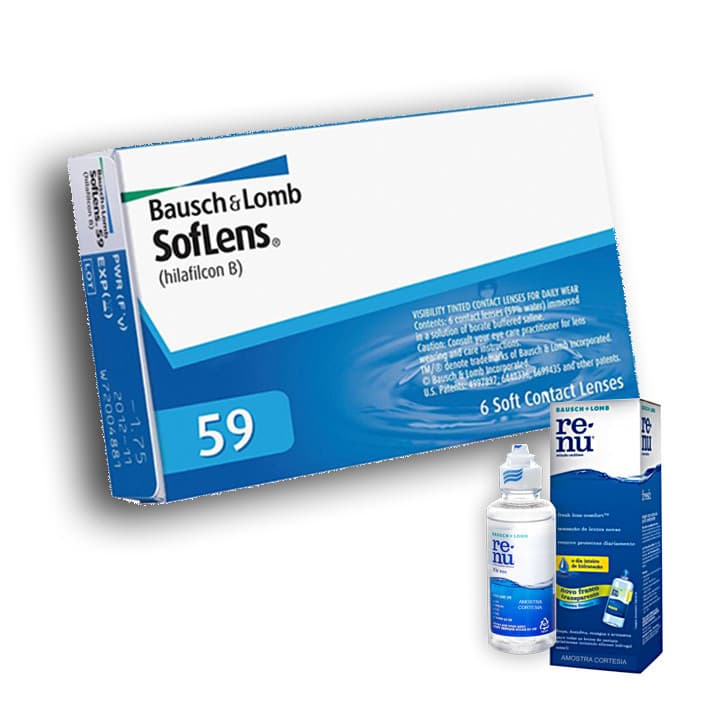 Lente De Contato Bausch Lomb Soflens 59 Mensal e Renu 60ml
