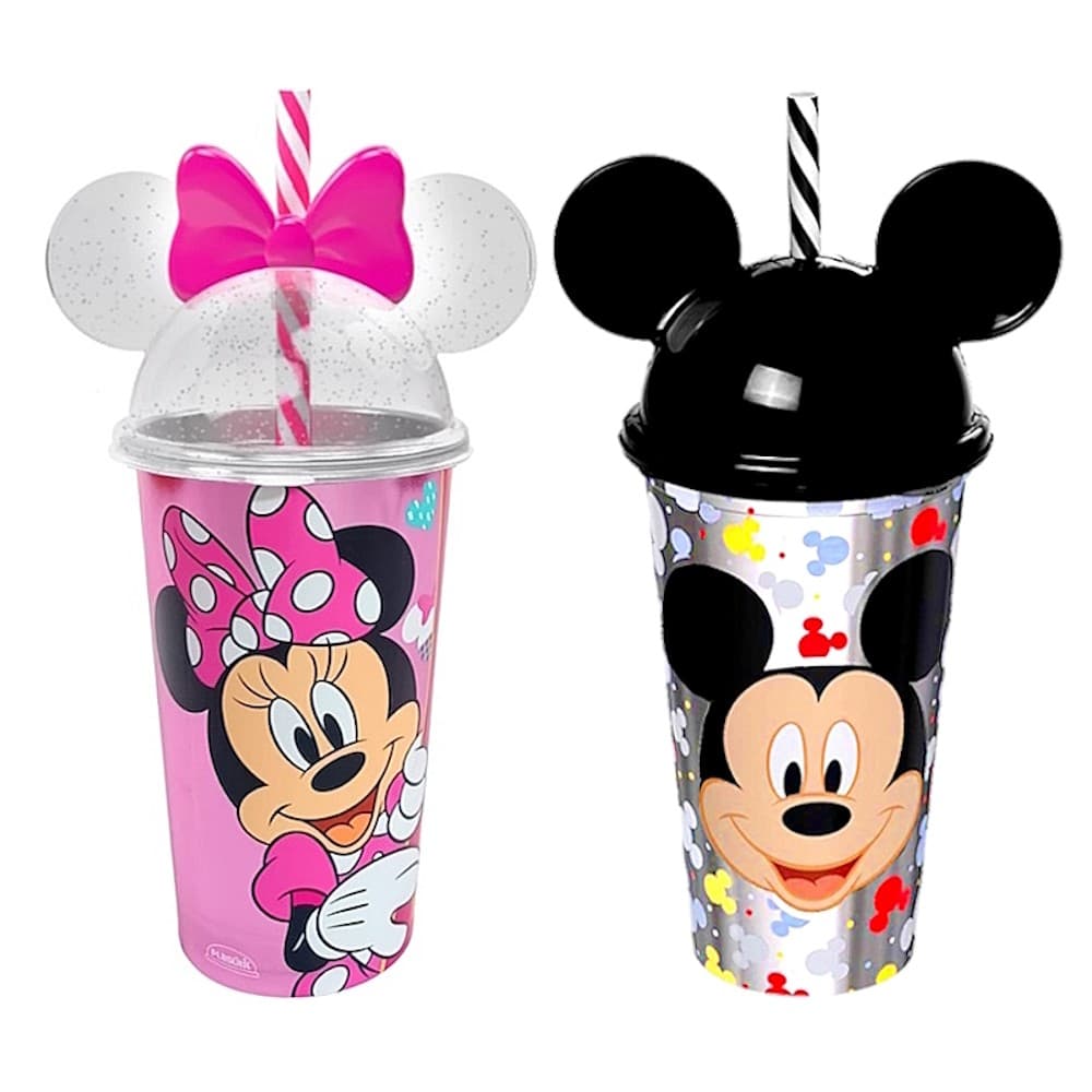 Kit de Copos do Mickey e Minnie para Crianças com Orelhas