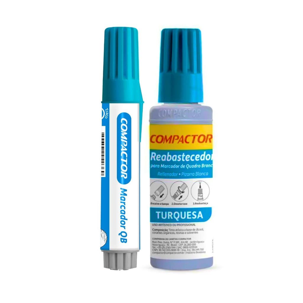 KIT MARCADOR DE QUADRO BRANCO + REFIL REABASTECEDOR COMPACTOR - TUQUESA