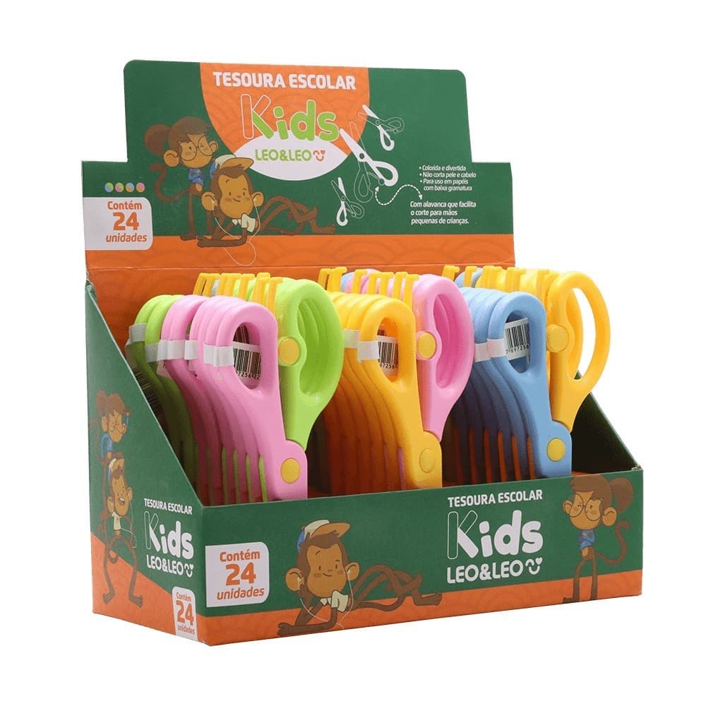 Tesoura Escolar Kids Display com 24Unidades