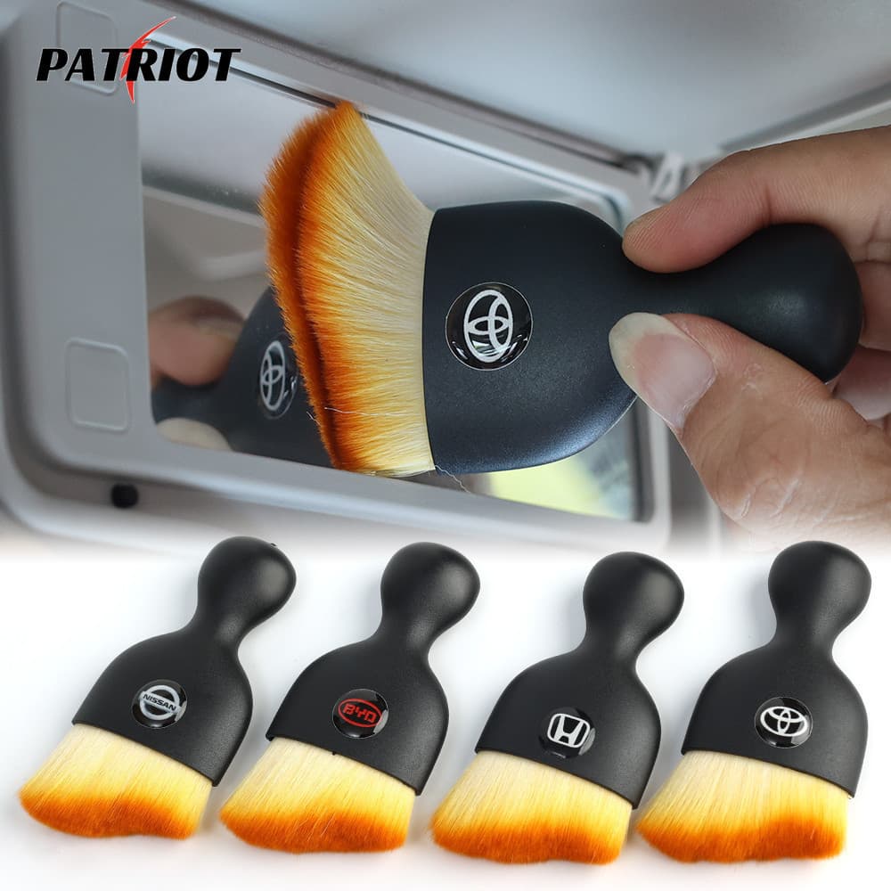 Escova De Limpeza Para Carro Com Crachá-Detalhes De Fibra De Nylon-Ferramenta Do Ventilador De Ar-Cabeça Ultra Fina , Macia , Curva-Ferramentas De Remoção De Poeira-Acessórios Internos Automotivos