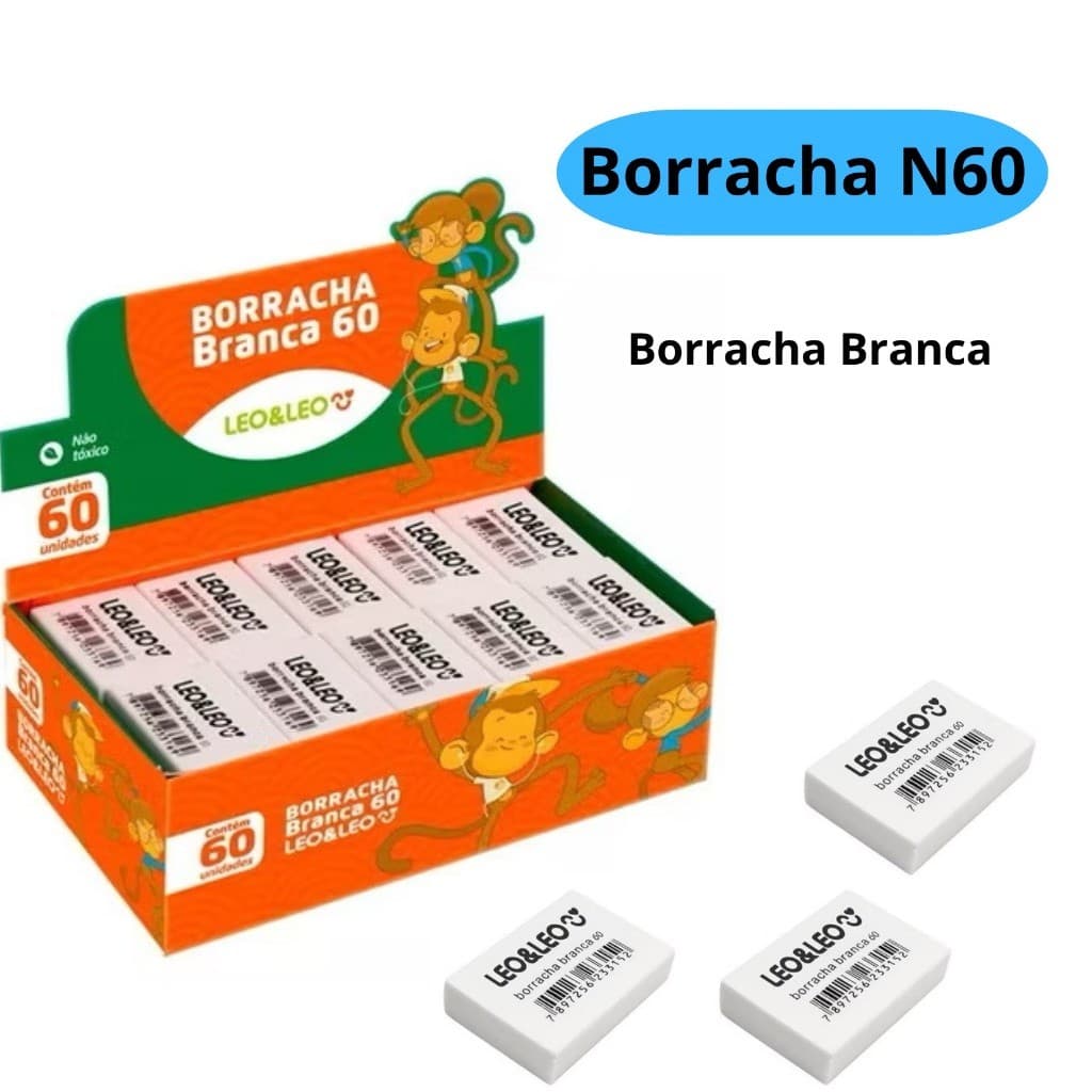 Borracha N°60 Branca Pequena Escolar - Leo&Leo