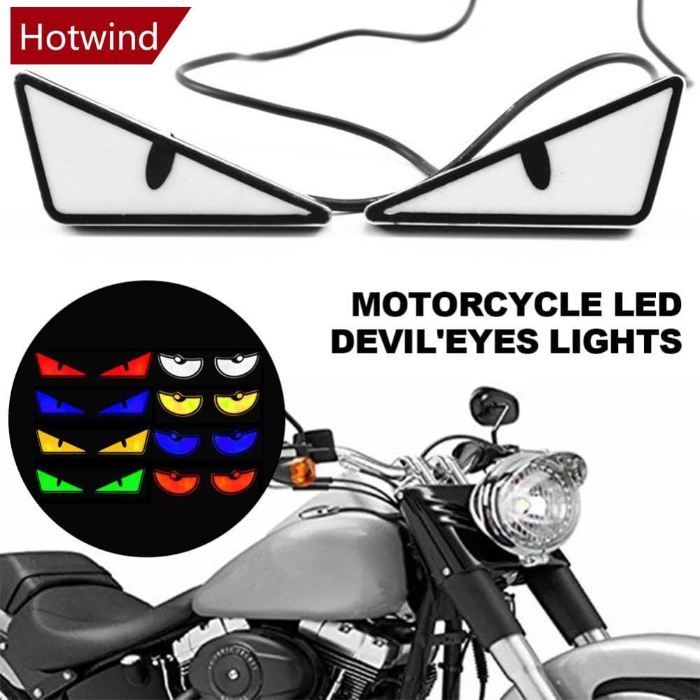 2 Pçs Motocicleta LED Diabo Olhos Luzes Demônio Farol Da Mini Lente Do Projetor Lâmpada De Sinal Volta Decoração Carro