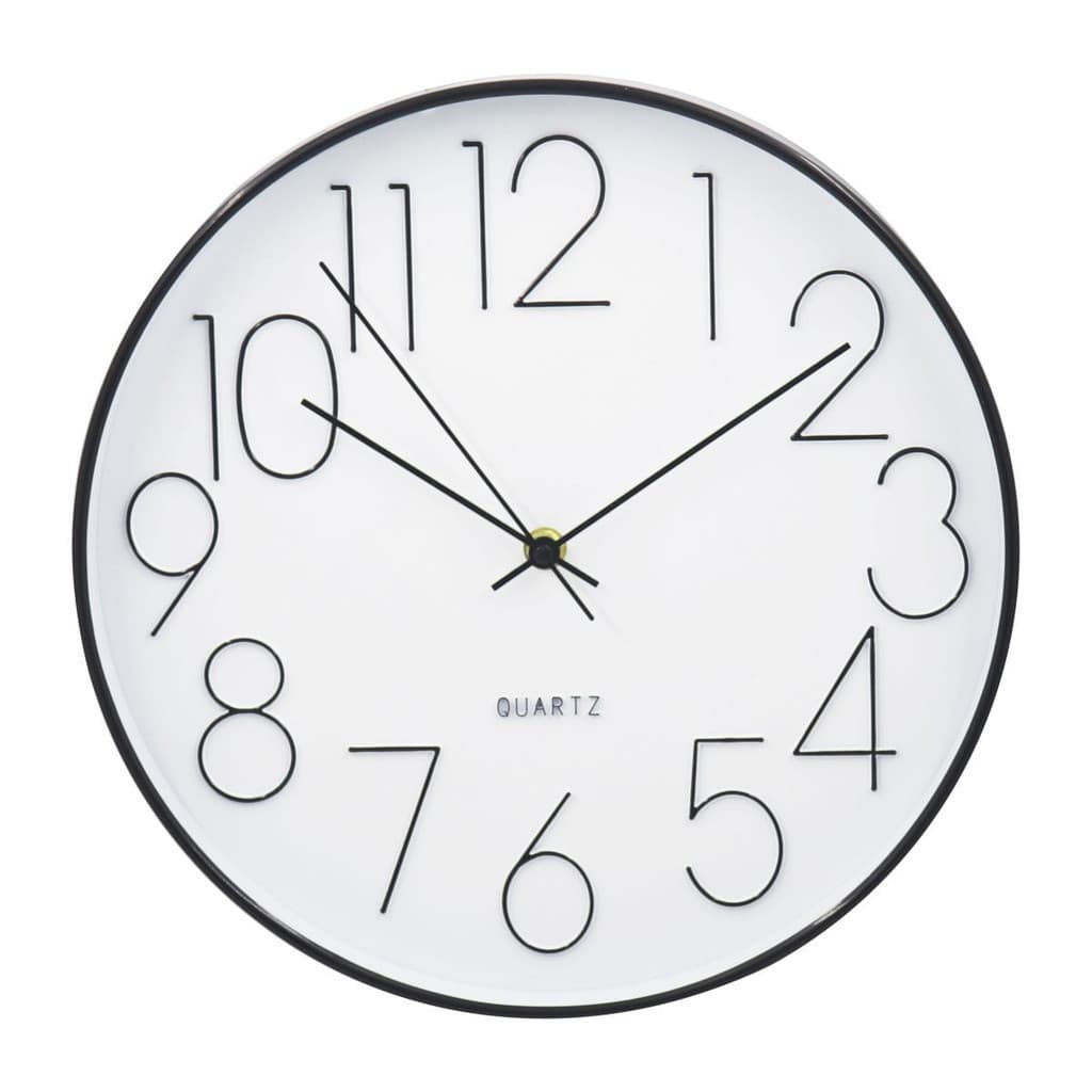Relógio de Parede 30cm Para Cozinha, Sala - Preto e Branco