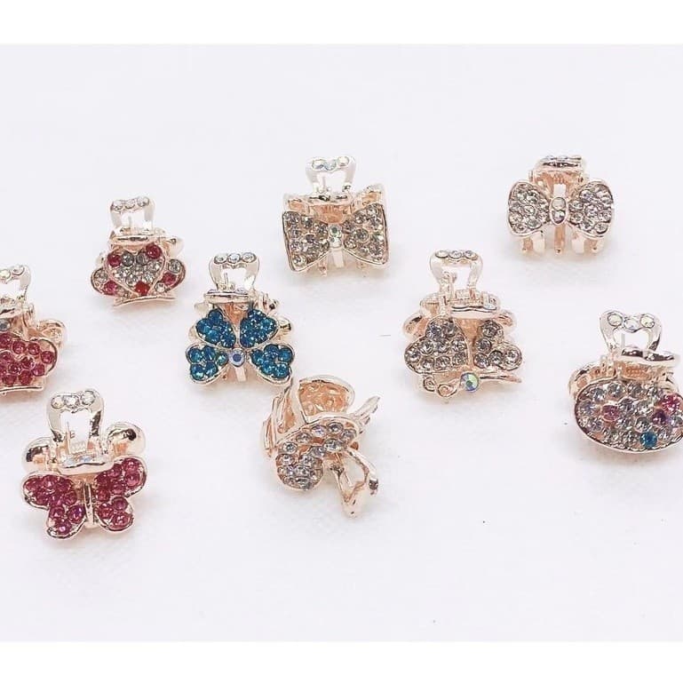 KIT 2/3/4/5 unidades Mini Piranha De Luxo De Metal Com Strass e pérola Rose