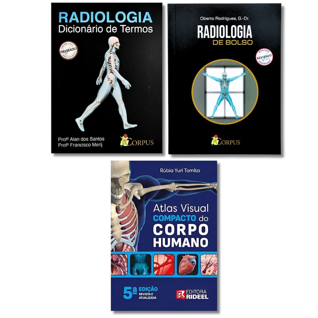 Radiologia Técnicas de Bolso + Dicionário Termos + Atlas Compacto Anatomia Humana