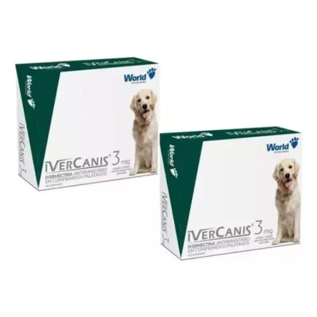 02 Ivernectina Ivercanis 3mg Cães 15kg 4 Comprimidos World