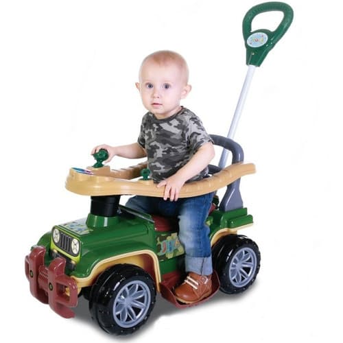 Carrinho Andador Com Empurrador Jipe Militar Para Bebes - Maral