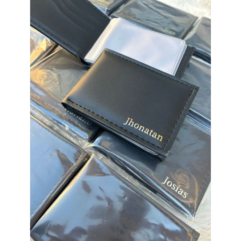 Kit 5 Unidades Carteira Masculina Slim Couro Sintetico Personalizada Com Nome Ou Iniciais